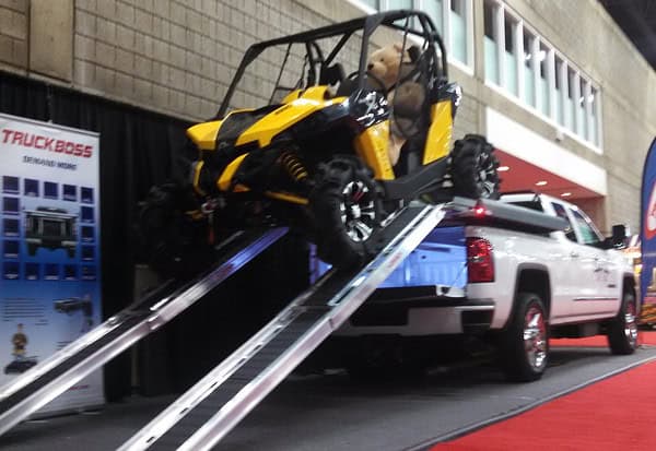 UTV Unloading from back of truck on 10-foot skinny ramps