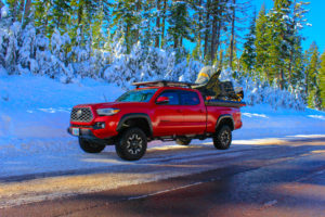 Toyota Tacoma truck with sled